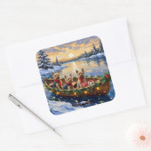 Yorkshire Terrier Kerstboot Vakantie Vierkante Sticker (Envelop)