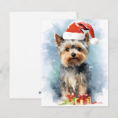 Yorkshire Terrier Kerstborstel schilderen kunstwer Feestdagenkaart (Voorkant / Achterkant)