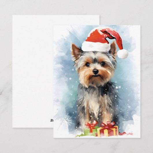 Yorkshire Terrier Kerstborstel schilderen kunstwer Feestdagenkaart (Voorkant / Achterkant)
