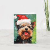 Yorkshire Terrier Kerstborstel schilderen kunstwer Kaart (Voorkant)