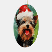 Yorkshire Terrier Kerstborstel schilderen kunstwer Keramisch Ornament (Rechts)