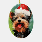 Yorkshire Terrier Kerstborstel schilderen kunstwer Keramisch Ornament (Achterkant)