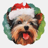 Yorkshire Terrier Kerstborstel schilderen kunstwer Ornament Kaart (Achterkant)