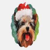 Yorkshire Terrier Kerstborstel schilderen kunstwer Ornament Kaart (Rechts)