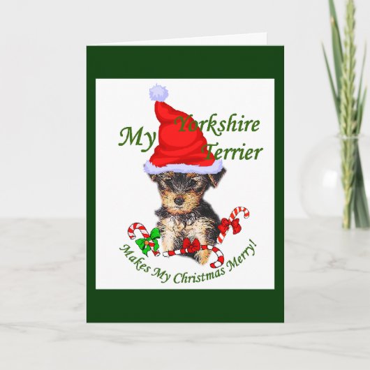 Yorkshire Terrier-kerstcadeaus Feestdagen Kaart (Voorkant)