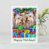 Yorkshire Terrier-kerstcadeaus Kaart (Staand voorkant)