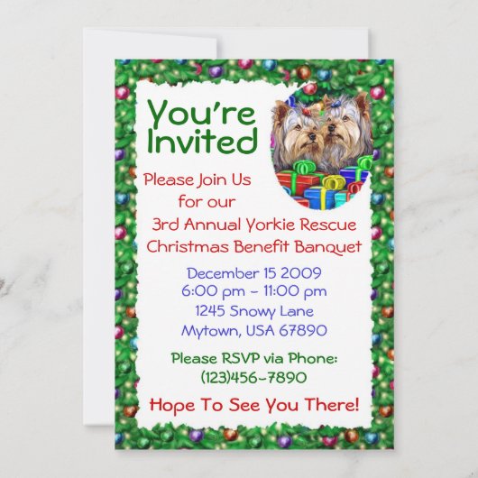 Yorkshire Terrier-kerstcadeaus Kaart (Achterkant)