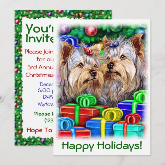 Yorkshire Terrier-kerstcadeaus Kaart (Voorkant / Achterkant)