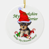 Yorkshire Terrier-kerstcadeaus Keramisch Ornament (Voorkant)