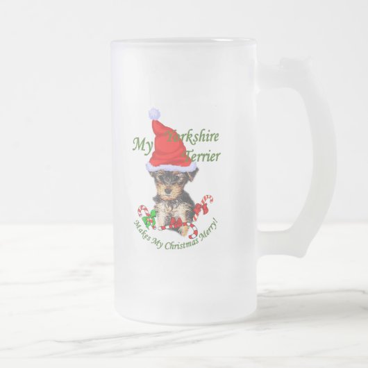 Yorkshire Terrier-kerstcadeaus Matglas Bierpul (Rechts)
