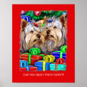 Yorkshire Terrier-kerstcadeaus Poster (Voorkant)
