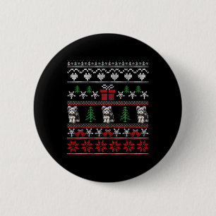Yorkshire Terrier Kerstfamilie Lelijke Kerst Ronde Button 5,7 Cm