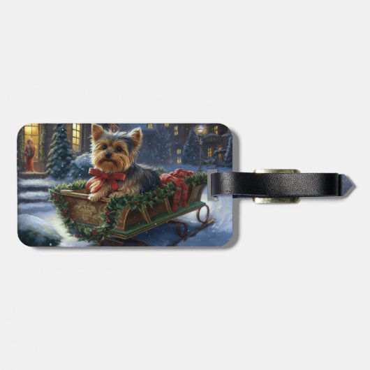 Yorkshire Terrier Kerstfeest Seizoen Bagagelabel (Achterkant horizontaal)