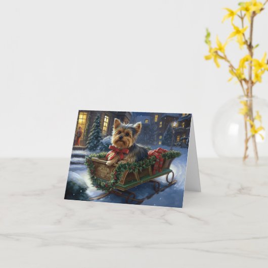 Yorkshire Terrier Kerstfeest Seizoen Kaart (Gele Bloem)