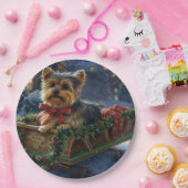 Yorkshire Terrier Kerstfeest Seizoen Papieren Bordje (Feest)