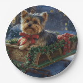 Yorkshire Terrier Kerstfeest Seizoen Papieren Bordje (Voorkant)