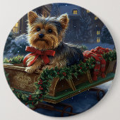 Yorkshire Terrier Kerstfeest Seizoen Ronde Button 6,0 Cm (Voorkant)