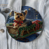 Yorkshire Terrier Kerstfeest Seizoen Ronde Button 6,0 Cm (In situ)