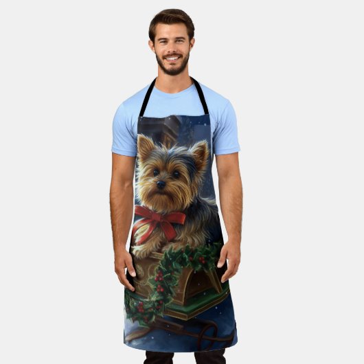 Yorkshire Terrier Kerstfeest Seizoen Schort (Gedragen)