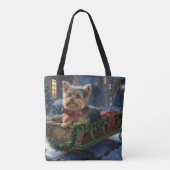 Yorkshire Terrier Kerstfeest Seizoen Tote Bag (Achterkant)