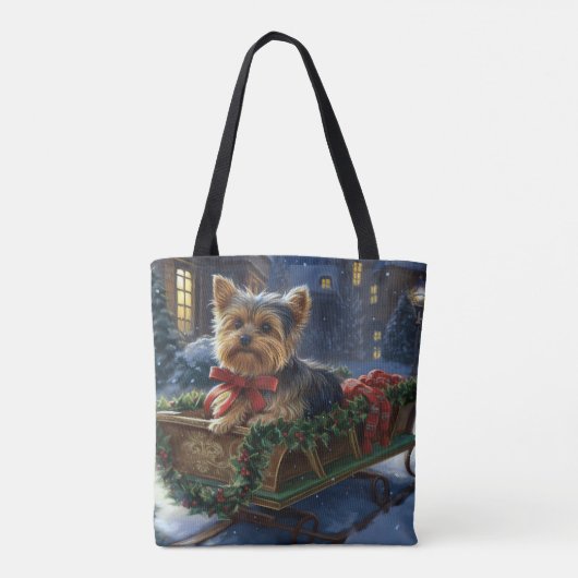 Yorkshire Terrier Kerstfeest Seizoen Tote Bag (Achterkant)