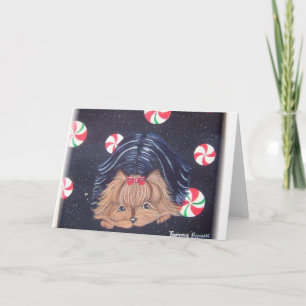 Yorkshire Terrier-kerstkaart Feestdagen Kaart