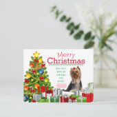 Yorkshire Terrier Kerstkaart Feestdagenkaart (Staand voorkant)