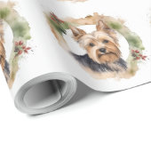 Yorkshire Terrier Kerstkrans feestelijke pup Cadeaupapier (Rol Hoek)