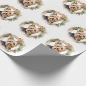 Yorkshire Terrier Kerstkrans feestelijke pup Cadeaupapier (Hoek)