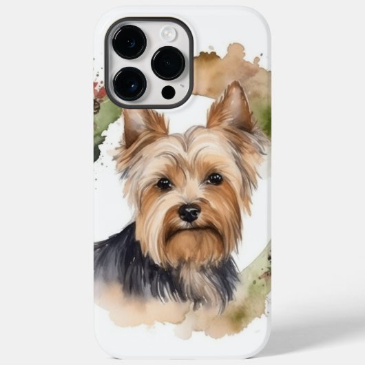 Yorkshire Terrier Kerstkrans feestelijke pup Case-Mate iPhone Case (Achterkant)