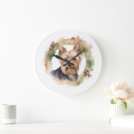 Yorkshire Terrier Kerstkrans feestelijke pup Grote Klok (Huis)