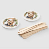 Yorkshire Terrier Kerstkrans feestelijke pup Handwaaier (Niet-gemonteerd)