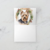 Yorkshire Terrier Kerstkrans feestelijke pup Kaart (Binnen)