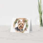 Yorkshire Terrier Kerstkrans feestelijke pup Kaart (Voorkant)