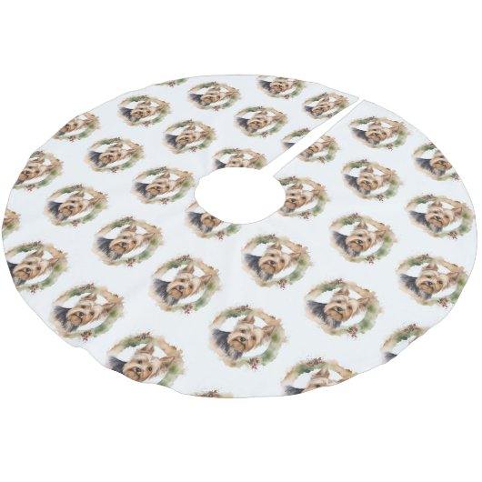 Yorkshire Terrier Kerstkrans feestelijke pup Kerstboom Rok (Gekanteld)