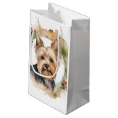 Yorkshire Terrier Kerstkrans feestelijke pup Klein Cadeauzakje (Achterkant Gekanteld)