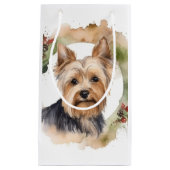 Yorkshire Terrier Kerstkrans feestelijke pup Klein Cadeauzakje (Voorkant)