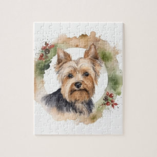 Yorkshire Terrier Kerstkrans feestelijke pup Legpuzzel