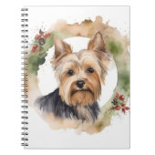 Yorkshire Terrier Kerstkrans feestelijke pup Notitieboek (Voorkant)