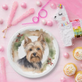 Yorkshire Terrier Kerstkrans feestelijke pup Papieren Bordje (Feest)