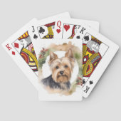 Yorkshire Terrier Kerstkrans feestelijke pup Pokerkaarten (Achterkant)