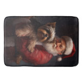 Yorkshire Terrier Kerstman Festive Kerstmis Badmat (Voorkant)