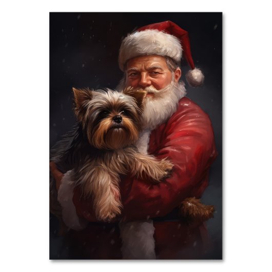 Yorkshire Terrier Kerstman Festive Kerstmis Kaart (Voorkant)