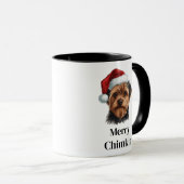 Yorkshire Terrier Kerstman Hoed Kersthond Mok (Voorkant rechts)