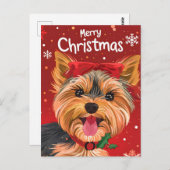 Yorkshire Terrier Kerstmis Briefkaart (Voorkant / Achterkant)