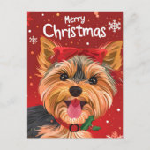 Yorkshire Terrier Kerstmis Briefkaart (Voorkant)