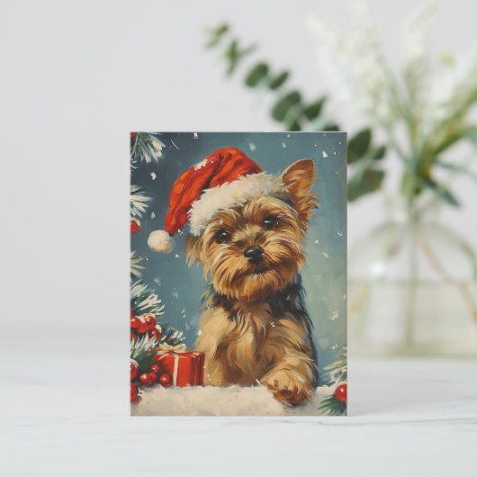 Yorkshire Terrier Kerstmis Briefkaart (Staand voorkant)