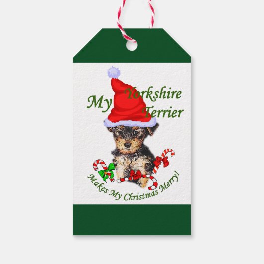 Yorkshire Terrier Kerstmis Cadeaulabel (Achterkant)