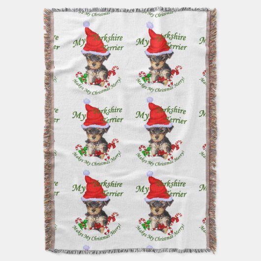 Yorkshire Terrier Kerstmis Deken (Voorkant Verticaal)