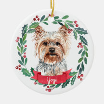Yorkshire Terrier Kerstmis Elegant Waterverf Dog